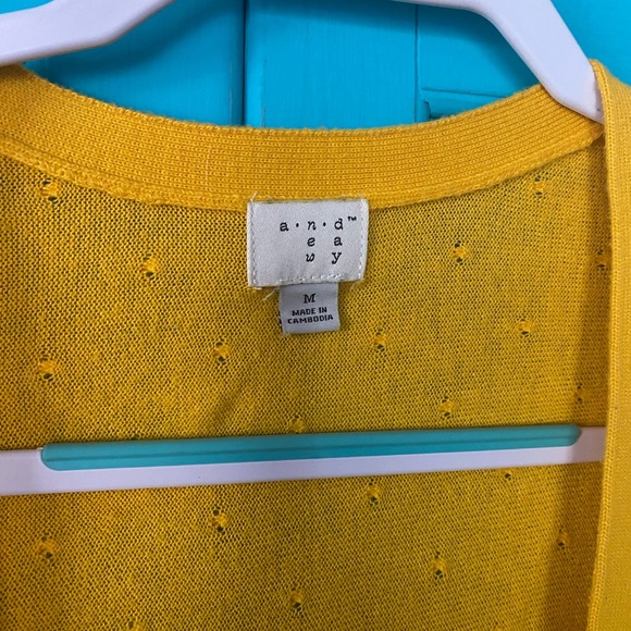 Lightweight Cardigan Textured Yellow Bracelet- Length Sleeves Cocoon Sweater M - Picture 3 of 10